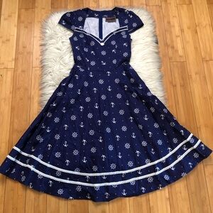 Voodoo Vixen Retro Sailor Nautical Novelty Anchor Sweetheart Navy Dress size 2